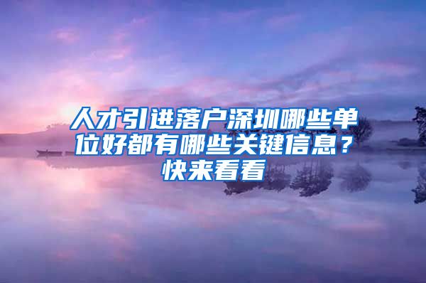 人才引进落户深圳哪些单位好都有哪些关键信息？快来看看