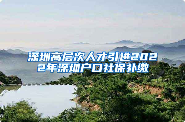 深圳高层次人才引进2022年深圳户口社保补缴