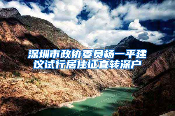 深圳市政协委员杨一平建议试行居住证直转深户