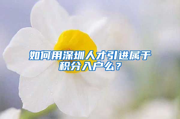 如何用深圳人才引进属于积分入户么？