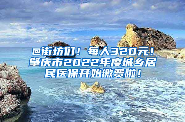 @街坊们！每人320元！肇庆市2022年度城乡居民医保开始缴费啦！