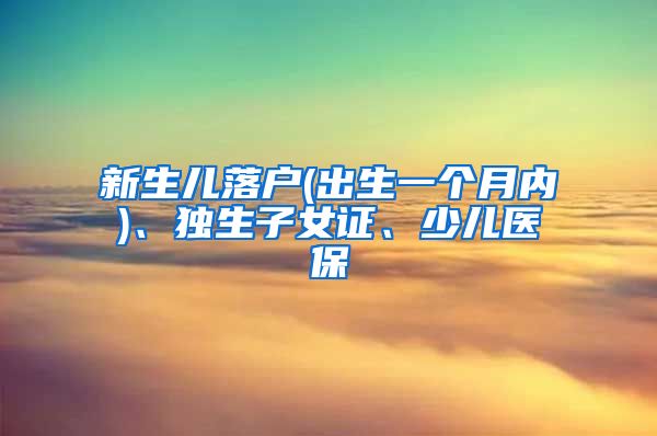 新生儿落户(出生一个月内)、独生子女证、少儿医保