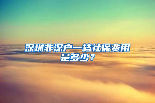 深圳非深户一档社保费用是多少？