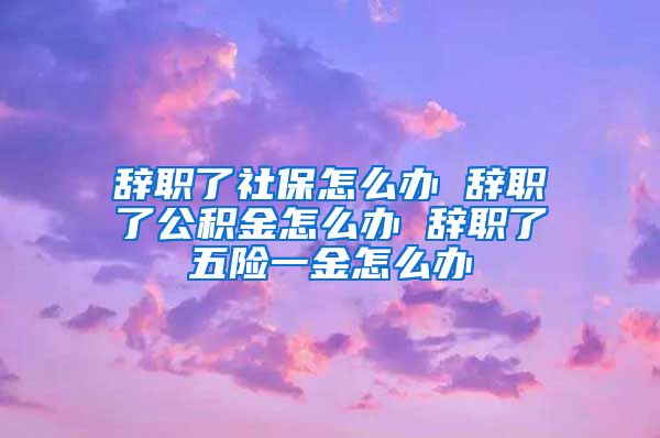 辞职了社保怎么办 辞职了公积金怎么办 辞职了五险一金怎么办