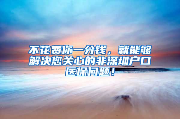 不花费你一分钱，就能够解决您关心的非深圳户口医保问题！