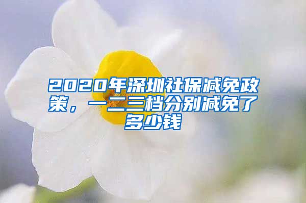 2020年深圳社保减免政策，一二三档分别减免了多少钱