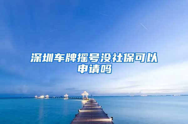 深圳车牌摇号没社保可以申请吗