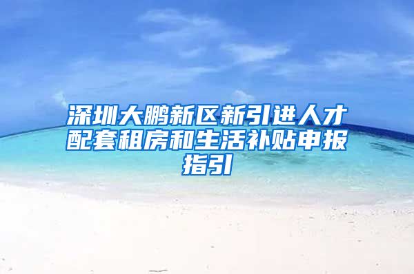 深圳大鹏新区新引进人才配套租房和生活补贴申报指引