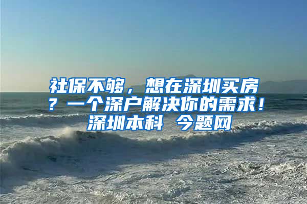 社保不够，想在深圳买房？一个深户解决你的需求！ 深圳本科 今题网