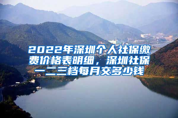 2022年深圳个人社保缴费价格表明细，深圳社保一二三档每月交多少钱