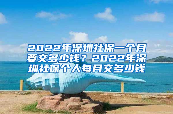 2022年深圳社保一个月要交多少钱？2022年深圳社保个人每月交多少钱