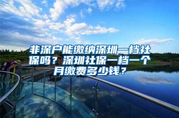 非深户能缴纳深圳一档社保吗？深圳社保一档一个月缴费多少钱？