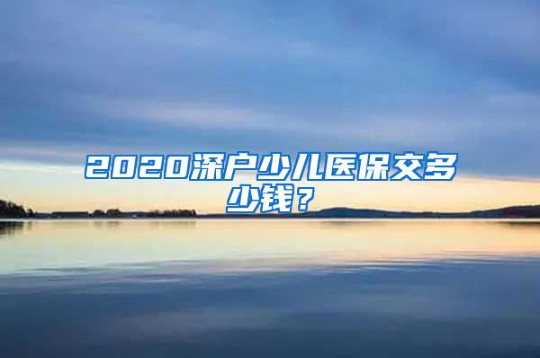 2020深户少儿医保交多少钱？