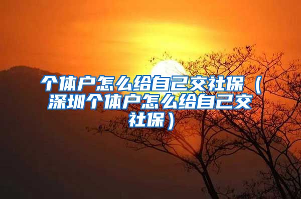 个体户怎么给自己交社保（深圳个体户怎么给自己交社保）