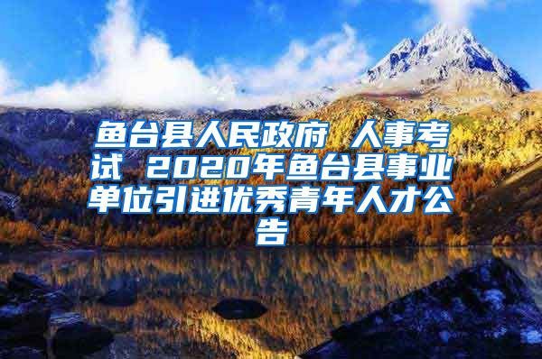 鱼台县人民政府 人事考试 2020年鱼台县事业单位引进优秀青年人才公告