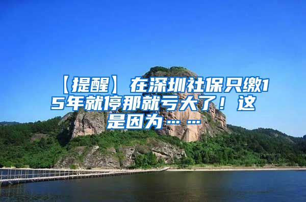 【提醒】在深圳社保只缴15年就停那就亏大了！这是因为……