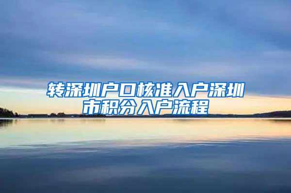 转深圳户口核准入户深圳市积分入户流程