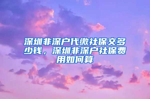 深圳非深户代缴社保交多少钱，深圳非深户社保费用如何算