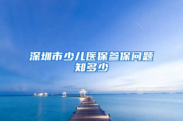 深圳市少儿医保参保问题知多少