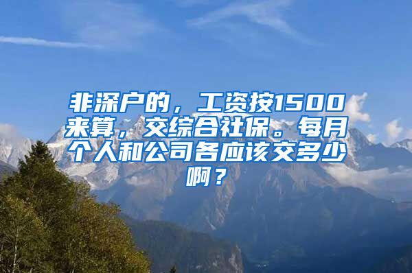 非深户的，工资按1500来算，交综合社保。每月个人和公司各应该交多少啊？