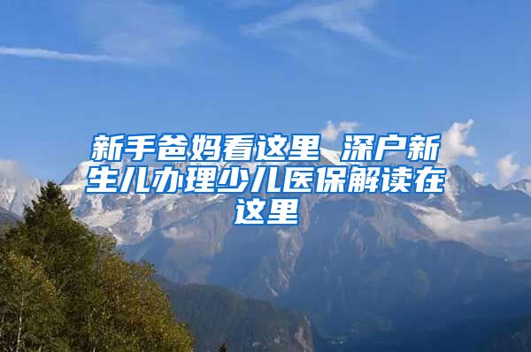 新手爸妈看这里 深户新生儿办理少儿医保解读在这里