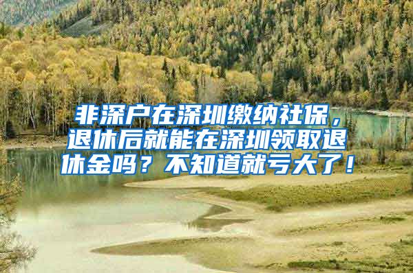 非深户在深圳缴纳社保，退休后就能在深圳领取退休金吗？不知道就亏大了！