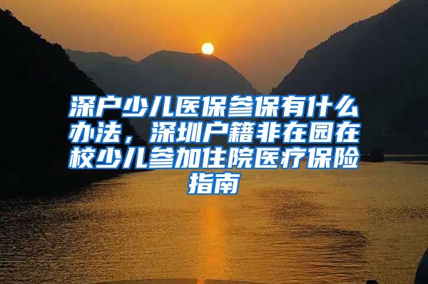 深户少儿医保参保有什么办法，深圳户籍非在园在校少儿参加住院医疗保险指南