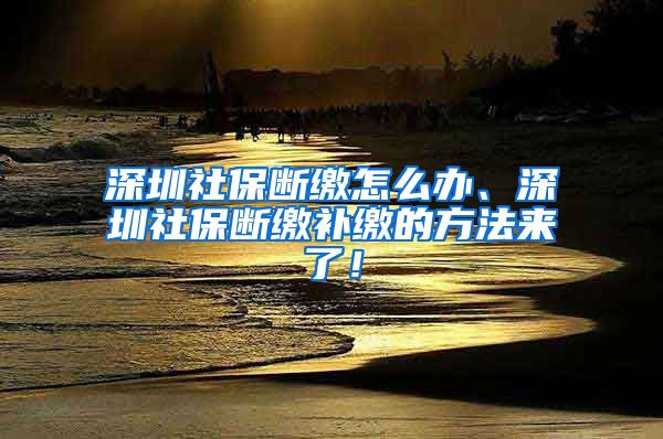 深圳社保断缴怎么办、深圳社保断缴补缴的方法来了！