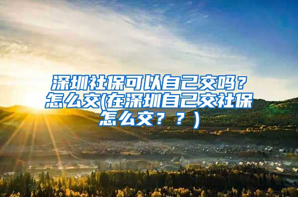 深圳社保可以自己交吗？怎么交(在深圳自己交社保怎么交？？)