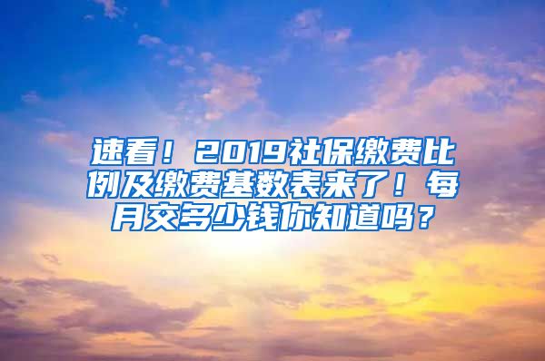 速看！2019社保缴费比例及缴费基数表来了！每月交多少钱你知道吗？