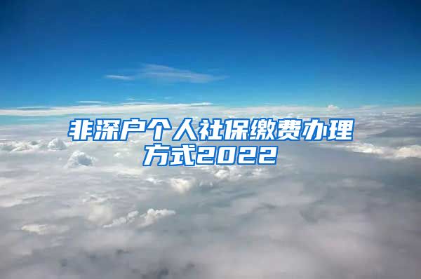 非深户个人社保缴费办理方式2022