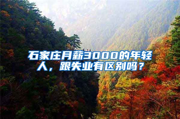 石家庄月薪3000的年轻人，跟失业有区别吗？