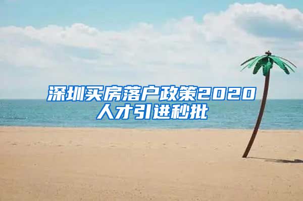 深圳买房落户政策2020人才引进秒批