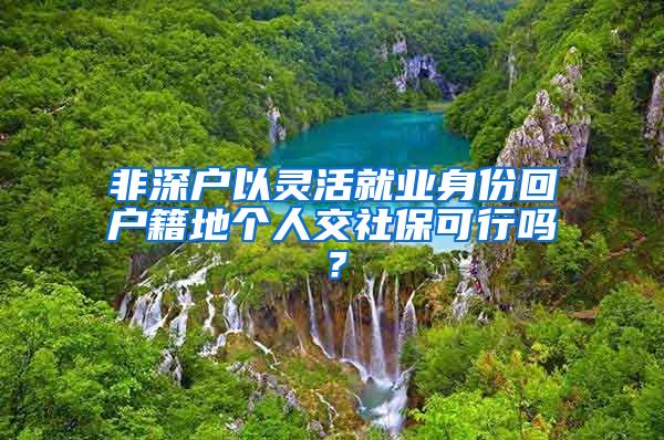 非深户以灵活就业身份回户籍地个人交社保可行吗？