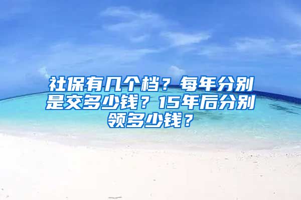 社保有几个档？每年分别是交多少钱？15年后分别领多少钱？