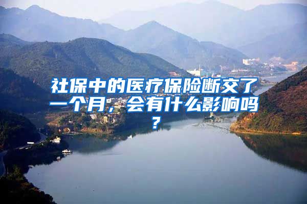 社保中的医疗保险断交了一个月，会有什么影响吗？