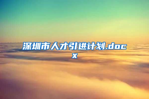 深圳市人才引进计划.docx