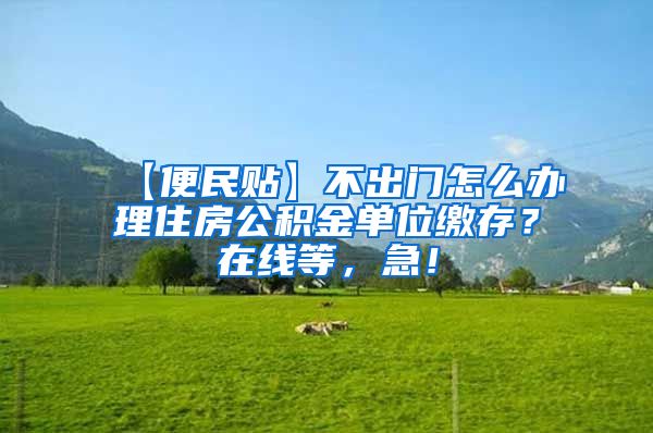 【便民贴】不出门怎么办理住房公积金单位缴存？在线等，急！