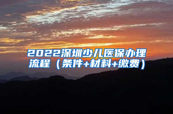 2022深圳少儿医保办理流程（条件+材料+缴费）