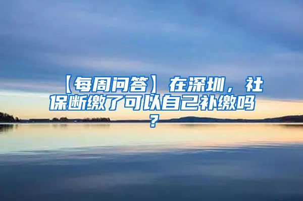 【每周问答】在深圳，社保断缴了可以自己补缴吗？