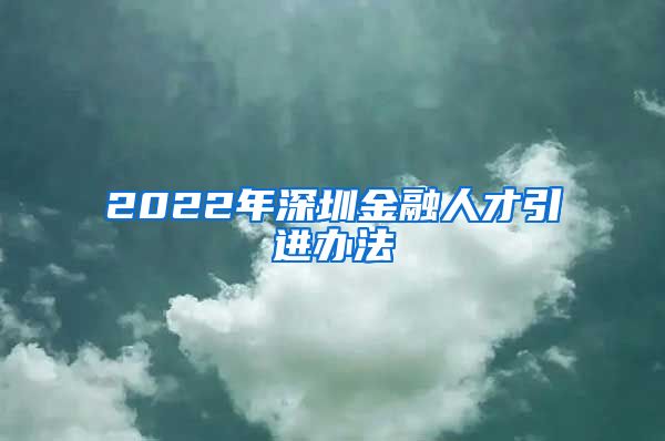 2022年深圳金融人才引进办法