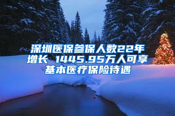 深圳医保参保人数22年增长 1445.95万人可享基本医疗保险待遇