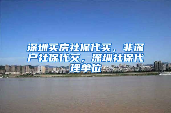 深圳买房社保代买，非深户社保代交，深圳社保代理单位