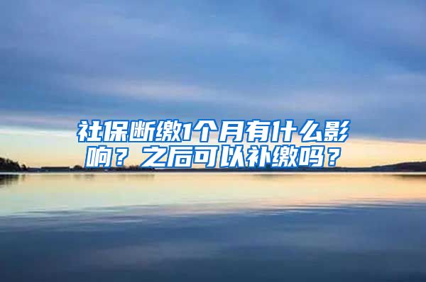 社保断缴1个月有什么影响？之后可以补缴吗？