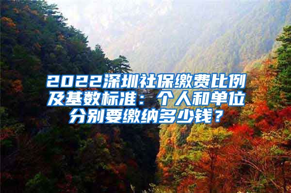 2022深圳社保缴费比例及基数标准：个人和单位分别要缴纳多少钱？