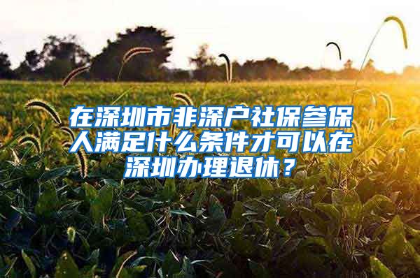 在深圳市非深户社保参保人满足什么条件才可以在深圳办理退休？