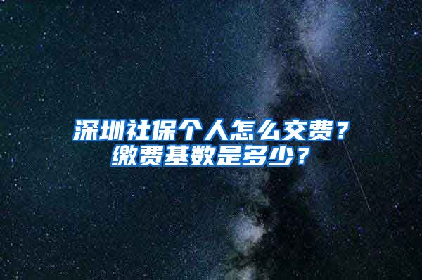 深圳社保个人怎么交费？缴费基数是多少？