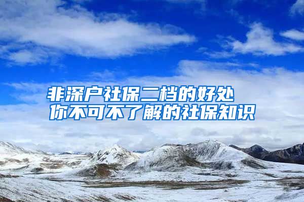 非深户社保二档的好处  你不可不了解的社保知识