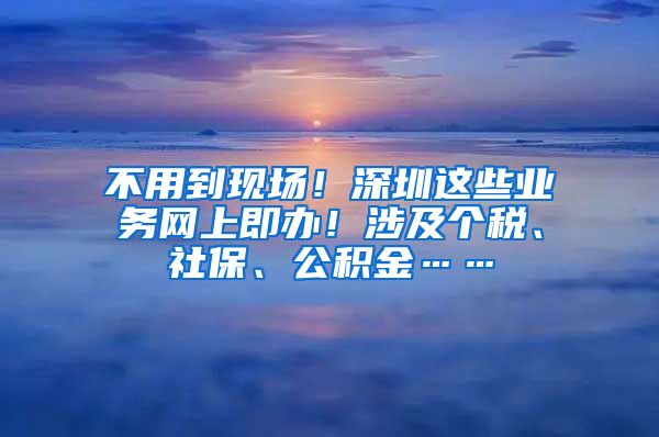 不用到现场！深圳这些业务网上即办！涉及个税、社保、公积金……