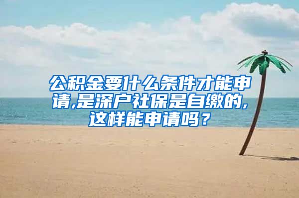 公积金要什么条件才能申请,是深户社保是自缴的,这样能申请吗？